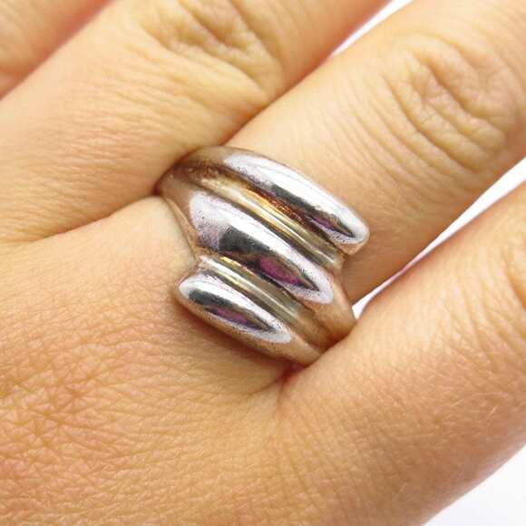 Other - 925 Sterling Silver Vintage Ribbed Ring Size 9 1/4
